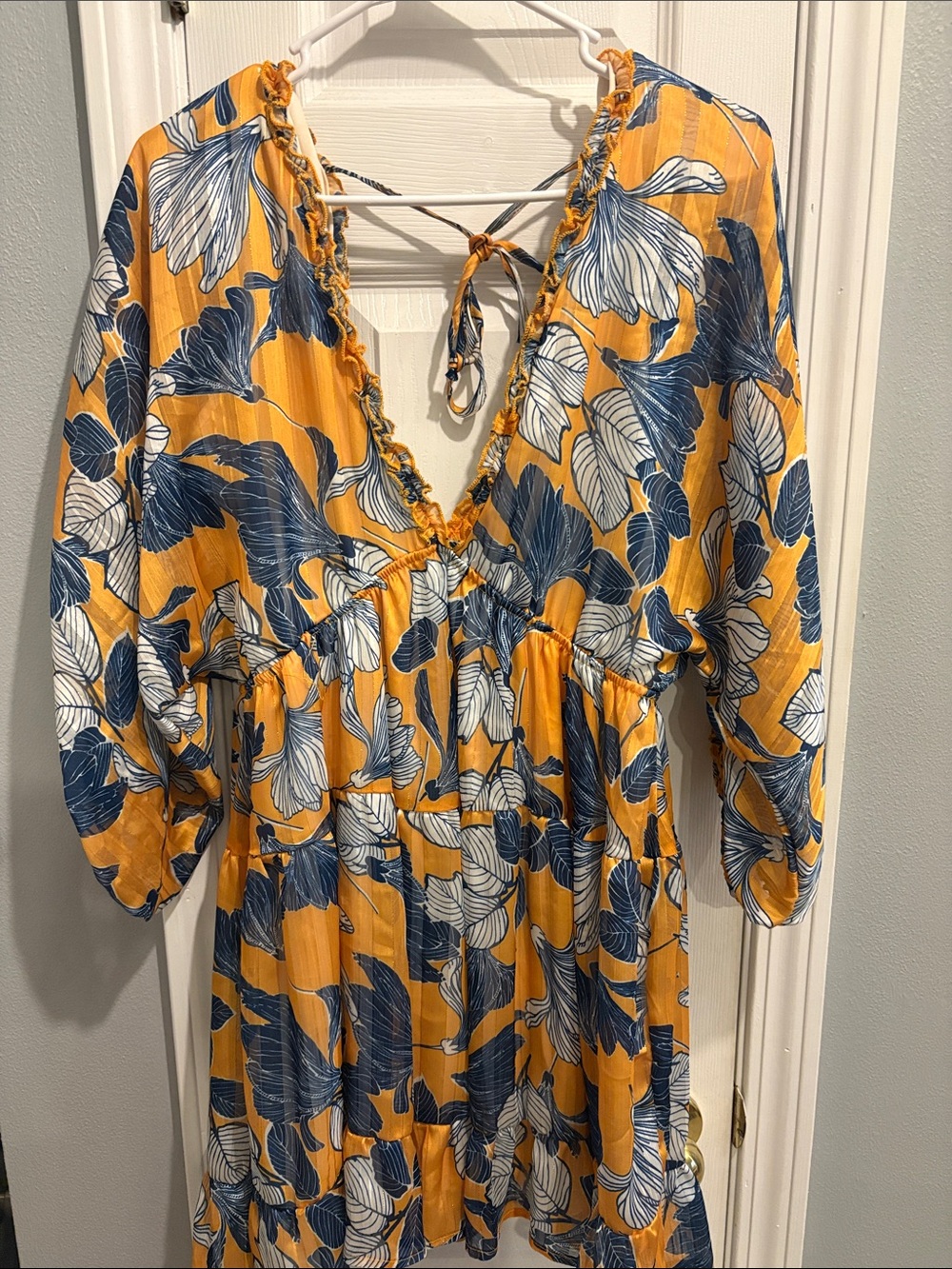 Yellow Floral V-Neck Boho Dress